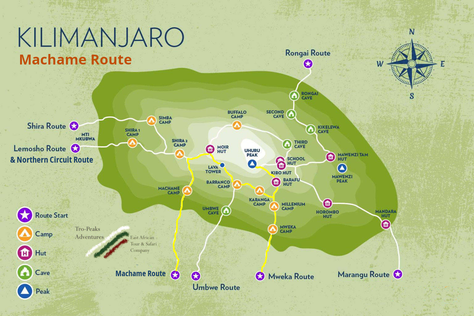 Tro-Peaks Machame Route Map