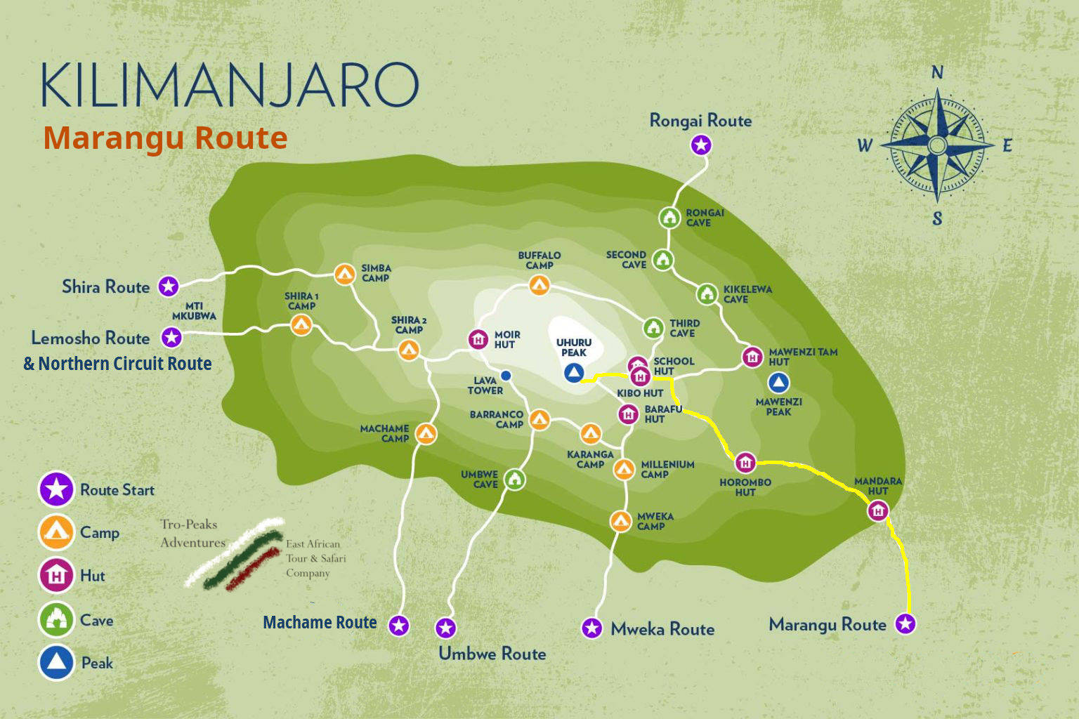 Tro-Peaks Marangu Route Map